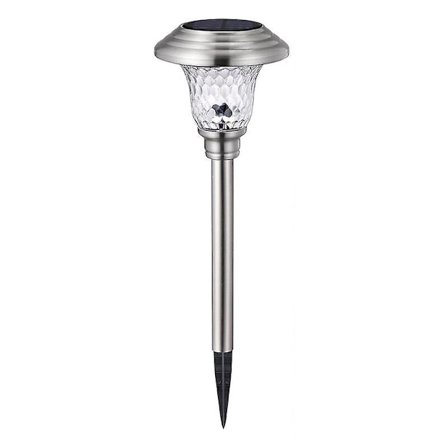 Solcellslampa för utomhus, rostfritt stål, varmt vitt ljus, vattentät solcellslampa för gångväg, gräsmatta, kompatibel med stuga - 1 styck