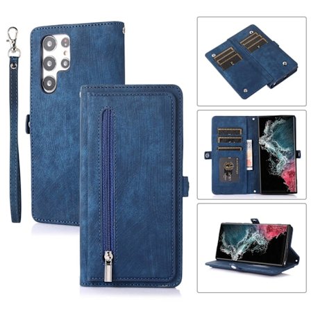 Etui til iPhone 15 Kongeblå armbåndslynlås Pung med kortholder