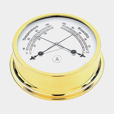 Hygrometer & termometer Autonautic Pacific TH120D, Ø110/120 mm, guldbelagt messing