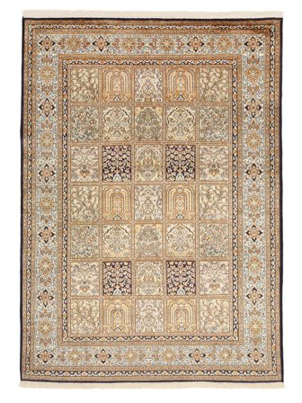 Handgeknoopt Kashmir Puur Zijde Vloerkleed 157X228 Zijden Tapijt Bruin/Oranje Klein