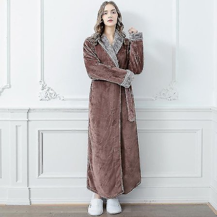 Kvinnor Män Vinter Plus Size Flanellrock Extra lång Huva Varm Morgonrock Lovers Tjock Kimono Badrock Man Morgonrock Robes