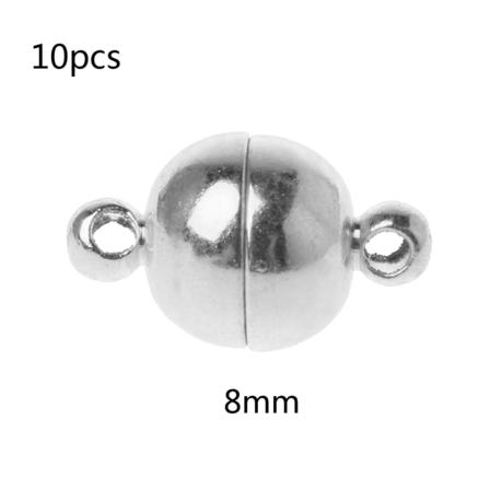 10 st/ set Mode Rostfritt stål Kulform Magnet Charm Armband Halsband Smyckestillbehör Magnetspännen Silver 8mm
