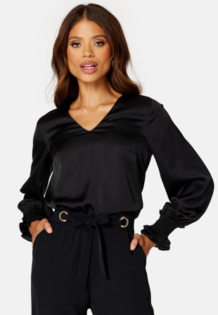BUBBLEROOM Gabbie Smock Blouse Black Klær