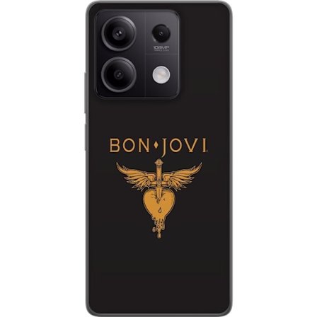 Kompatibelt Mobilskal till Xiaomi Redmi Note 13 Pro Ikonisk musikillustration med bevingat hjärta och dolk i guldtoner på mörk bakgrund, kraftfull