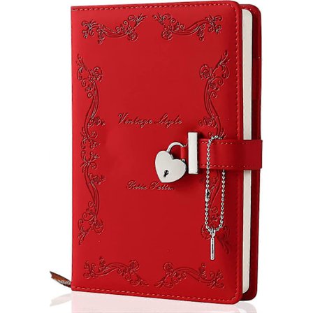 Lukollinen päiväkirja tytöille, paksu 360 sivua, nahkainen sydämenmuotoinen lukittava muistikirja, söpö lukittu salainen päiväkirja naisille 