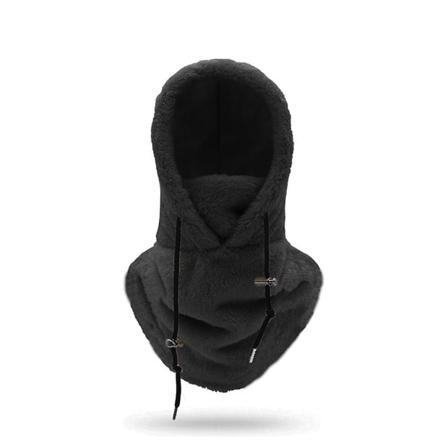 Sherpa Hood Ski Mask Vinter Balaclava Kaldt Vær Vindtett Justerbar Varm Hood Cover Hat Cap Scarf-WELLNGS Black