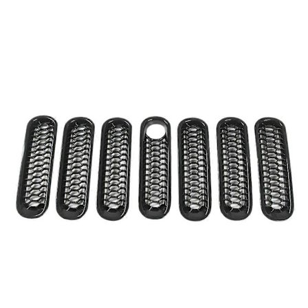 Front Grill Mesh Inserts Kit Honeycomb Clip-in Grillskydd Mesh Grill med låshål för Jeep Wrangler JK 2007-2017
