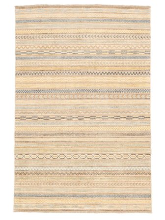 Noué À La Main Moderne Afghan Fine Tapis 119X176 De Laine Beige/Orange Petit