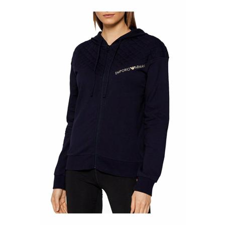 Emporio Armani, Lightweight loungewear fitted jacket Niebieski, Kobieta, Rozmiar: S