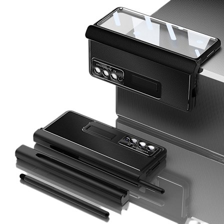 Samsung Galaxy Z Fold 4 2022 magneettinen kotelo 4-in-1 saranan S Pen -pidikkeellä, ylellinen nahkakuori kynällä, täydellinen suojaus