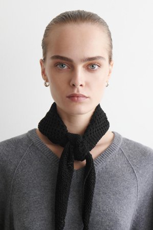COS Women's Pointelle Knit Triangle Scarf in Black