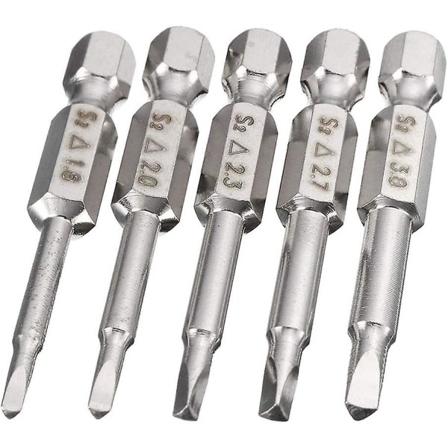 Magnetiske skruetrækkerbits med trekant hoved, 50mm S2 stål trekant spids skruetrækkerbits 1/4 Hex skaft trekant bit sæt 5stk)