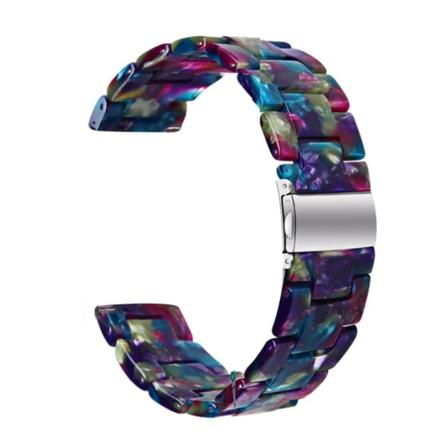 20 mm Huawei Watch GT 2 42 mm / Watch 2 resin-urrem med spænde i rustfrit stål - Lilla Grøn Blanding Multicolor