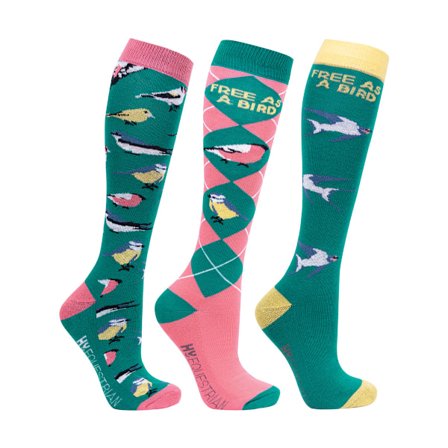 Hy Dam/Dam As A Bird Socks (3-pack) 4 UK-8 UK Fern/Rosa