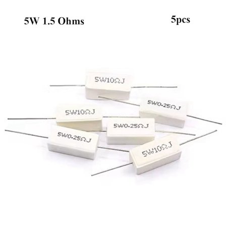 5 stk Sementmotstand Beskyttelsesmotstand 5W 1,5 OHMS 5W 1,5 OHMS