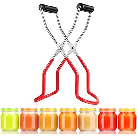 Konservesglas Løfte Tænger, Rustfrit Stål Anti-Skoldnings Glas Løfter Skridsikker Glas Klemme med Gummi Greb Håndtag til Køkken Restaurant