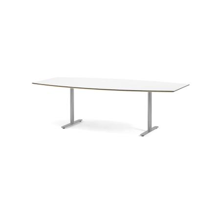 Konferenztisch SELMA, 2400 x 800/1200 x 720 mm, weiß/alugrau