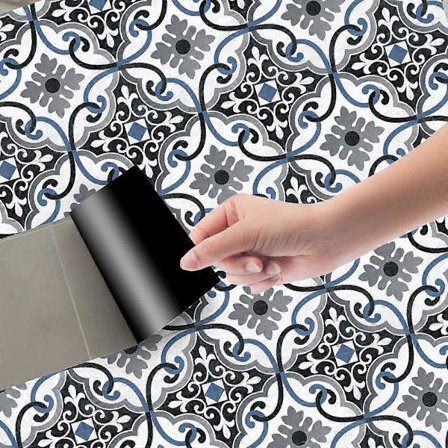 Kreativ Vintage Små Blomstermønster Vinyl Flisdekal Klistremerke Veggdekal Gulvdekal Trappedekal