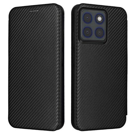 SKALO Motorola Edge 70 Carbon Fiber Plånboksfodral - Svart