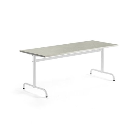 Tisch PLURAL, 1800x700x720 mm, Linoleum-Platte, grau, weiß