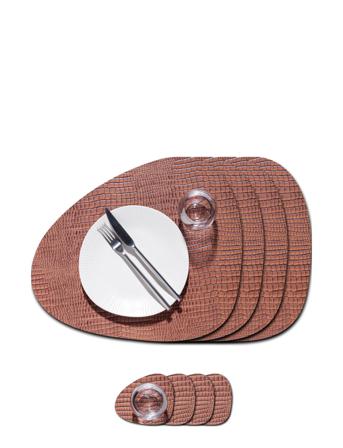 Gift Set Mat Curve L Croco 4 Pcs Home Textiles Kitchen Textiles Placemats Rosa LIND DNA