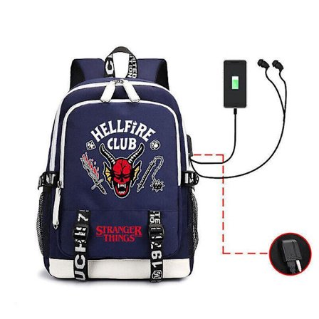 Stranger Things Hellfire Club Unisex School Backpack Rucksack Laptop Bag Usb