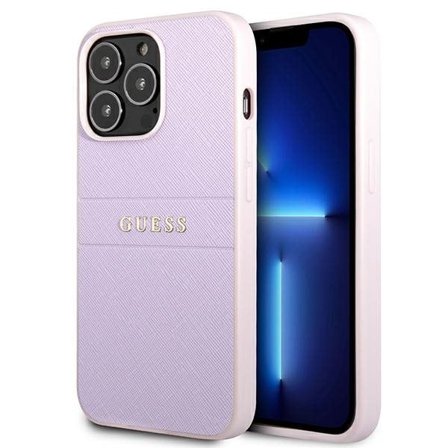 Guess GUHCP13LPSASBPU iPhone 13 Pro / 13 6,1" lilla/lilla Saffiano Hot Stamp & Metal Logo
