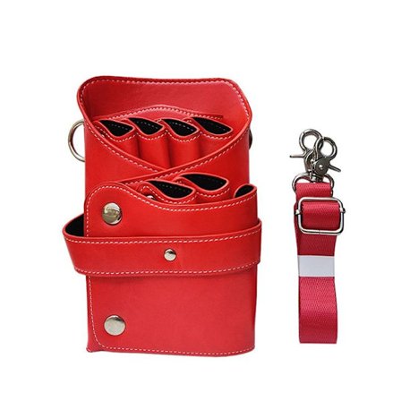 Aito nahkainen saksilaukku kampaamoille, punainen