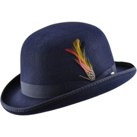 Unisex Hård Topp Ull Bowler Hatt Med Fjäder Satinfodrad Storlekar S Till Xl