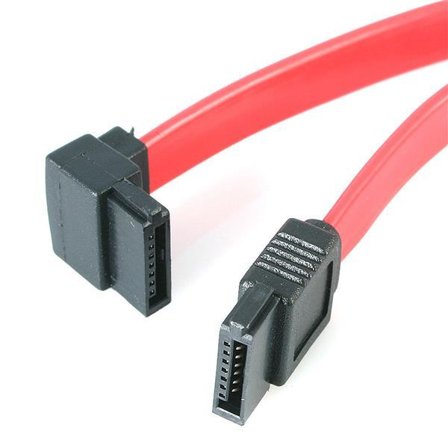 StarTech SATA to Left Angle SATA Serial ATA Cable - SATA cable - Serial ATA 150/300/600 - SATA to SATA - 1 ft - left-angled connector - red -