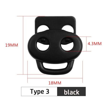 10 stk/pakke Fjærspenne Snorlås SVART 3 3