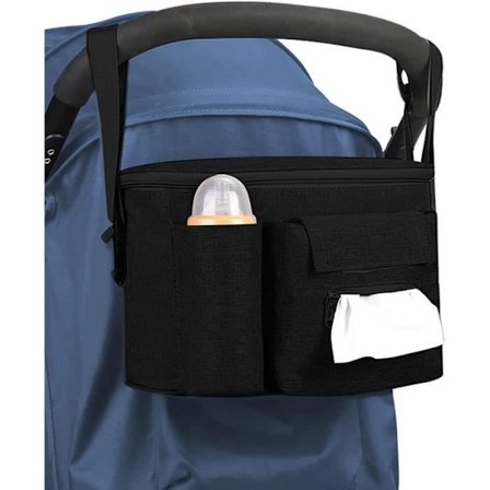 Barnevogn og Sittevogn Oppbevaringsveske Stelleveske Organizer Barnevogntilbehør For Alle Barnevognmodeller - Svart