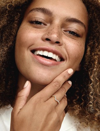 Pandora Wave 14K Gold-Plated Ring With Clear Cubic Zirconia - Gold - 56