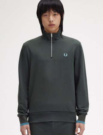 Fred Perry Half Zip Sweatshirt - Green - S