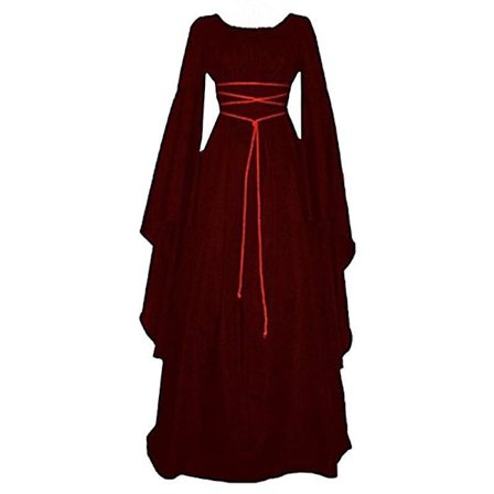 Women Halloween Renaissance Medieval Maxi Dress Gothic Cosplay Costume