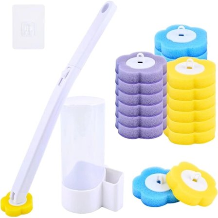 Toilet Brush with 18 Refills, Toilet Brush with Disposable Cleaning Pads, Disposable Toilet Brush for Bathroom Cleaning