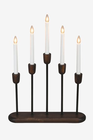 Konstsmide - Ljusstake trä/metall 5 LED 53,5cm - Svart - Adventsljusstakar - Från Homeroom
