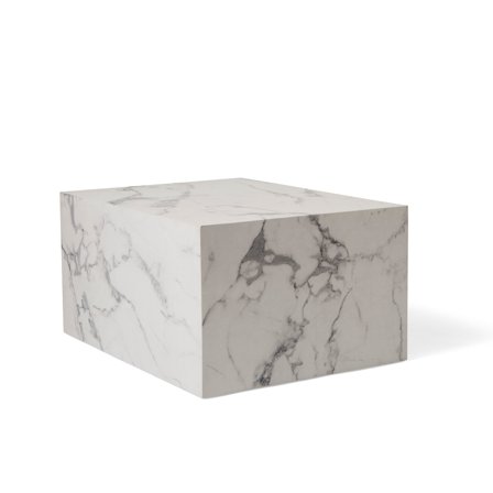 Dice Sofabord Marmorlook 80x60cm Hvidt - Elegant Design, Let Vedligeholdelse - Perfekt til Stuen - 80x60x40cm