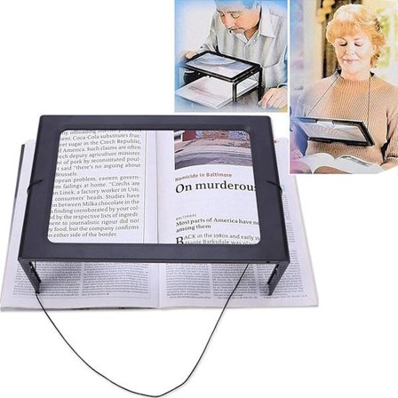 A4 Forstørrelsesglas i fuld side, læsehjælp til småt tryk, bog- og dokumentforstørrelsesglas