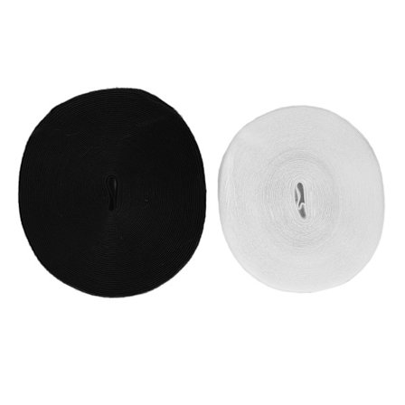 2 kpl tarranauhaa 25 m musta valkoinen 2,5 cm leveä pehmeä nylon DIY leikkaus itseliimautuva tarranauha