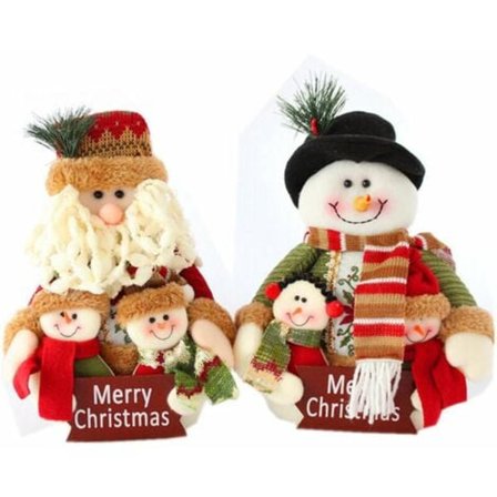 2 stk Juleborddekorasjon, Julenissen og Snømann Plussjdukke Tradisjonell Pynt til Juletemafest Bryllup