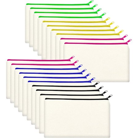 20 stk. lærredsmaleposer rejse toilettaske lynlås kosmetiktasker brudepiger gave kosmetiktaske stof penalhus lærred makeup taske lille Beige