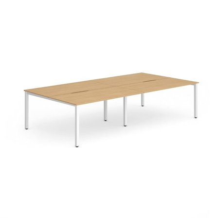 Bench desk EVOLVE, 4 person, 3200x1600 mm, beech-white
