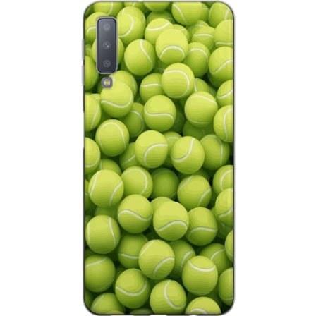 Kompatibel Mobilcover til Samsung Samsung Galaxy A7 (2018) Mønster af grønne tennisbolde i høj detalje, sporty motiv med gentagende tekstur og stæ