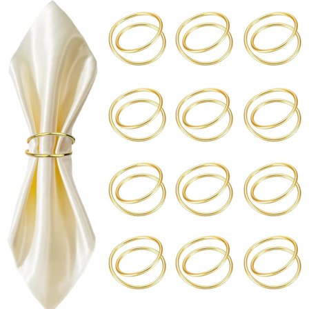 Guldservettringar - 12 st Spiralformade servettringar i metall