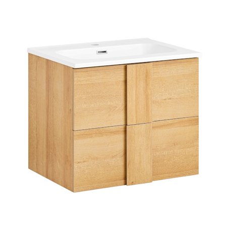 SoBuy Pesualtaan alakaappi kahdella laatikolla puun värissä 61x46x60.5cm, moderni BZR172-N