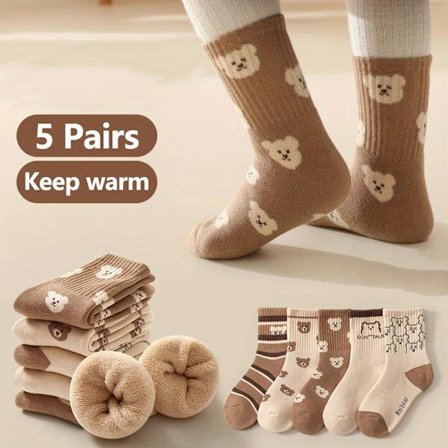 5 paria sarjakuva karhu paksuja sukkia | ja elastaania, neulottu kangas, vain käsinpesu, syksy/talvi [DB]