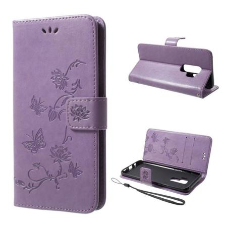 Samsung Galaxy S9 Plus Fodral med ett fjärils tryck - Ljus lila Lila