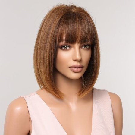 IC Kort askblond rak peruukki naisille keskijakauksella