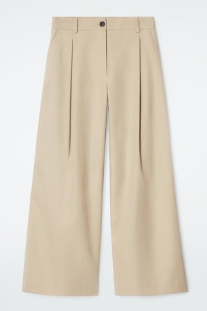 COS Women's Wide Leg Cotton Trousers in Beige